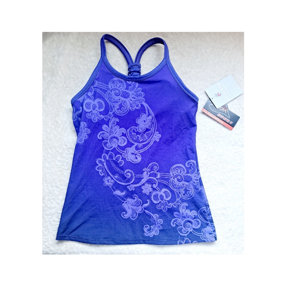 Athleta Women's XS Pavitra Top Tank Built in Bra Medium support Purple Racerba